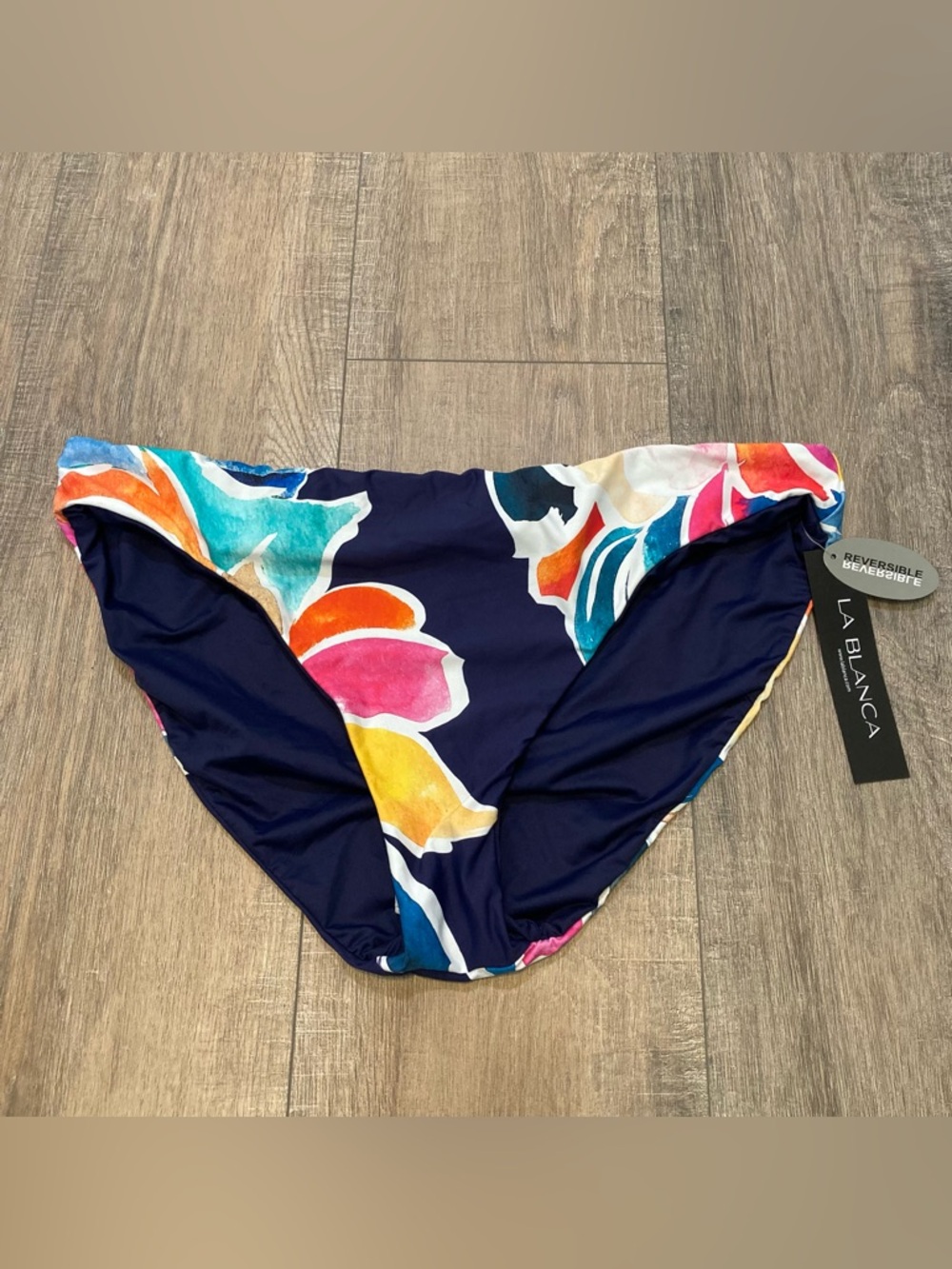 La Blanca Reversible Bikini Swim Bottoms Sz 16 Floral/Navy NEW